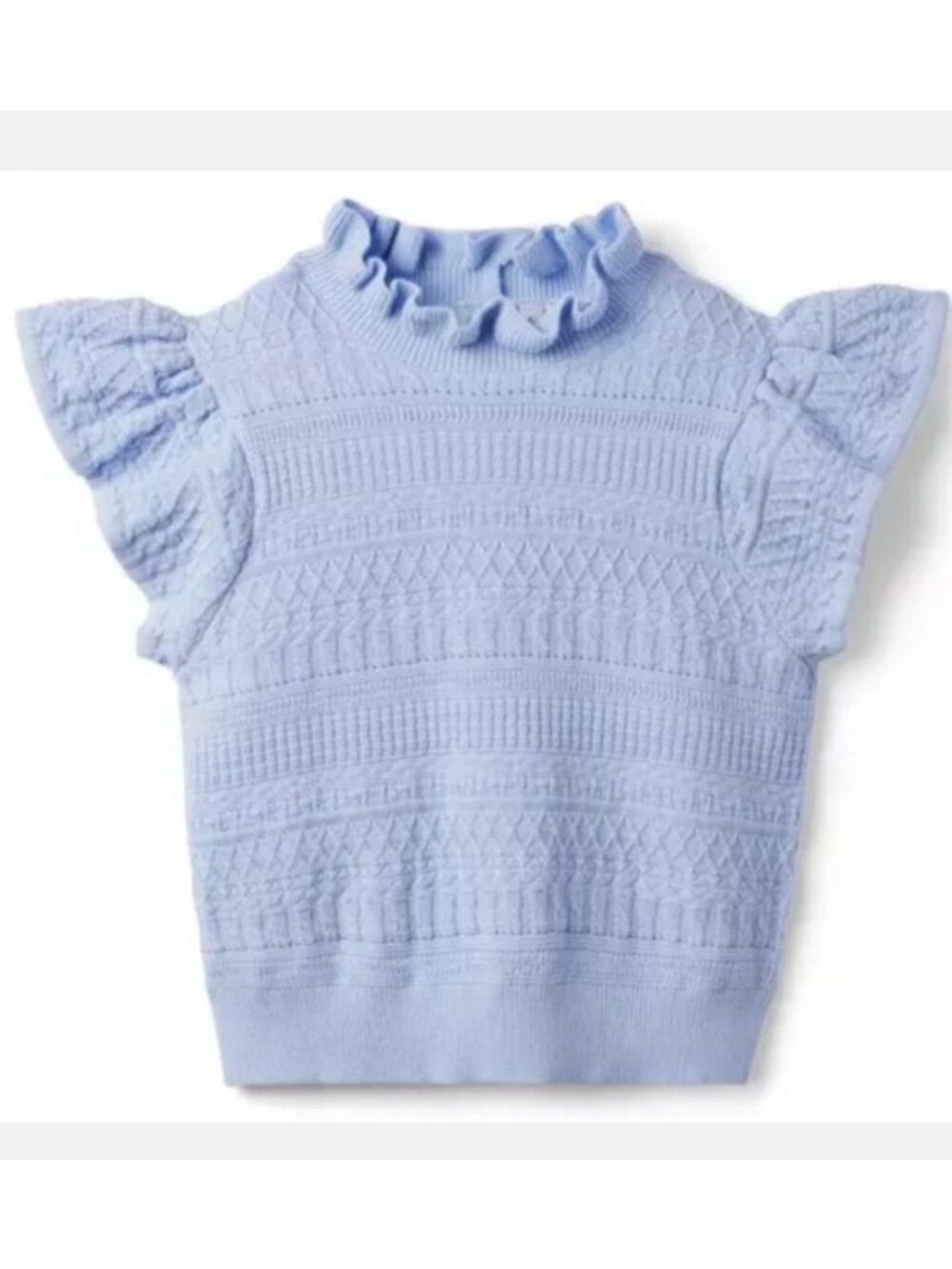 Janie And Jack Girls 12  Ruffle Sleeve Light Blue Sweater 4346